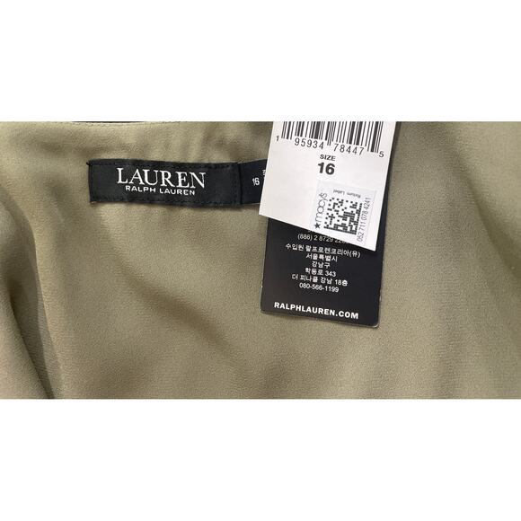 Lauren Ralph Lauren Palm Leaf Jacquard Sleeveless Dress Olive Green Size 16 NWT - Picture 12 of 13